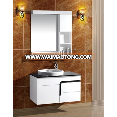 modern wall mounted cheap price white waterproof pvc 36 bathroom vanity cabinet with wash basin