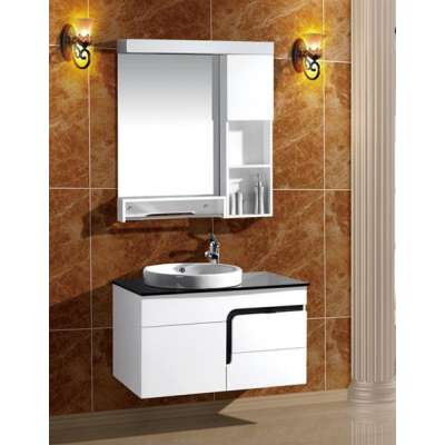 modern wall mounted cheap price white waterproof pvc 36 bathroom vanity cabinet with wash basin