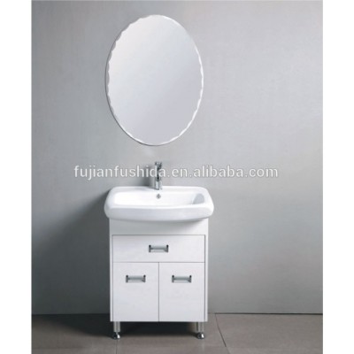 white pvc bathroom wash basin cabinet with two doors