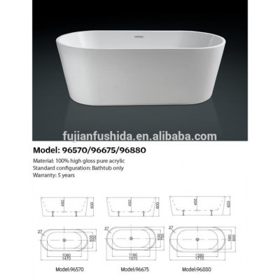 Hot sale standing size shower bathtub for two people in hotel cupc certified round freestanding bathtub